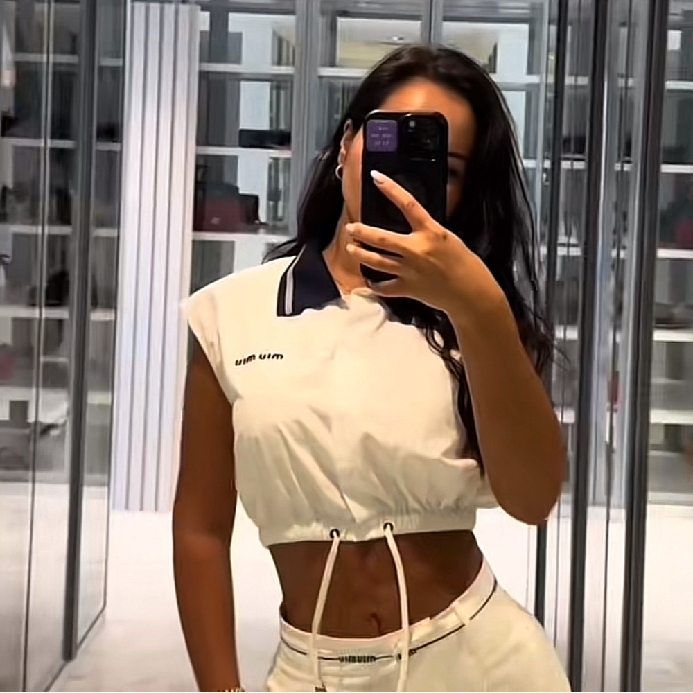 Miu Miu White and Black Crop Top